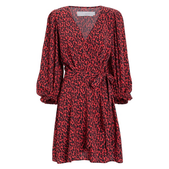 IRO Boina Animal Print Wrap Dress in Red and Black Size 34/XS - Picture 8 of 9